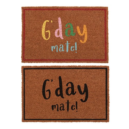 Mat Coir 2 Design Multi Col Rubber Backed 40x60cm