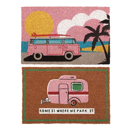 Mat Coir 2 Design Multi Col Rubber Backed 40x60cm