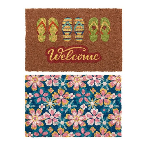 Mat Coir 2 Design Multi Col Rubber Backed 40x60cm