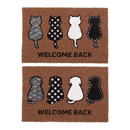 Mat Coir 2 Design Multi Col Rubber Backed 40x60cm