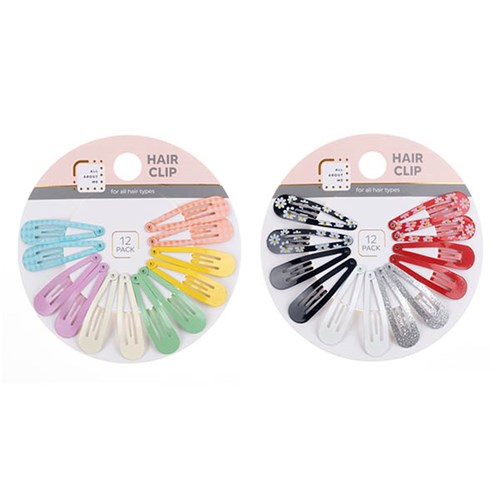 Hair Clips 12pk 4.2cm 2 Asst