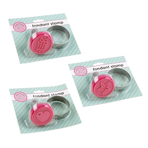 Cake Fondant Stamp w Design 3 Asst Designs Dia6x7.5cm