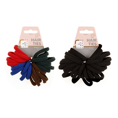 Hair Ties 26pk 2 Asstd Cols 5.5 cm