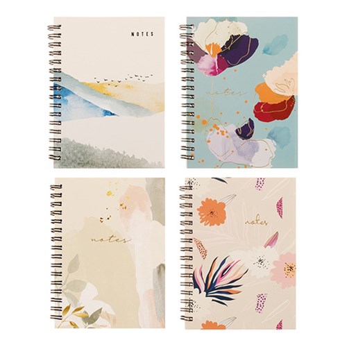 Notebook Card Cover Printed Spiral 4 Asstd A4 120pg