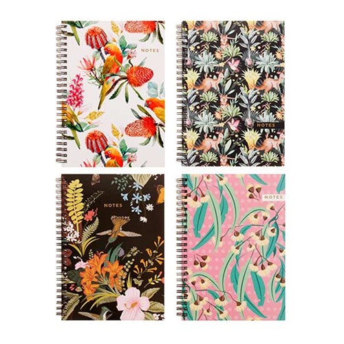 Notebook Hard Cover Printed Spiral Australia 4Ast A5 120pg