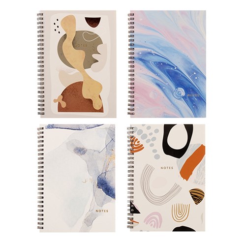 Notebook Card Cover Printed Spiral 4 Asstd A5 120pg