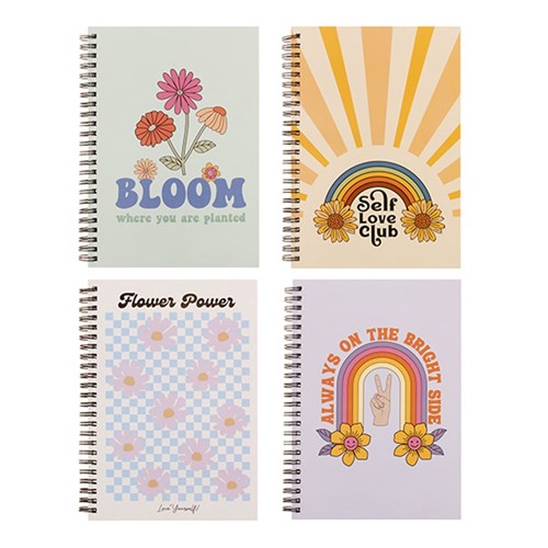 Notebook Hard Cover Printed Spiral 4Ast A5 120pg