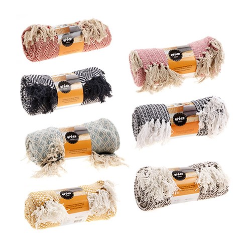 Throw Rug Woven 6 Asstd Cols 125x150cm