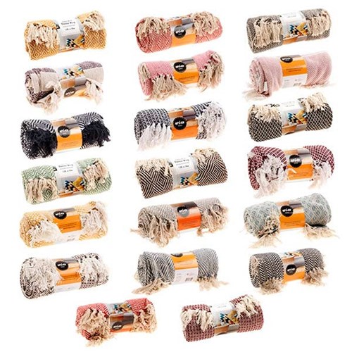 Throw Rug Woven 6 Asstd Cols 125x150cm