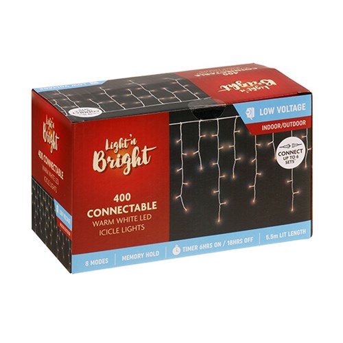 Lights Icicle Connectable 400 Warm White LV
