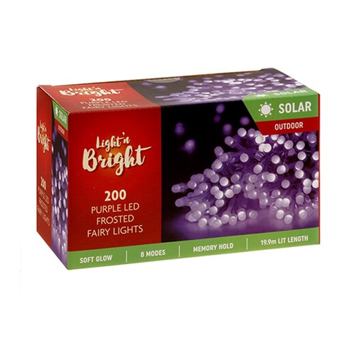 Lights Fairy Frosted Purple Solar 8F Pk200