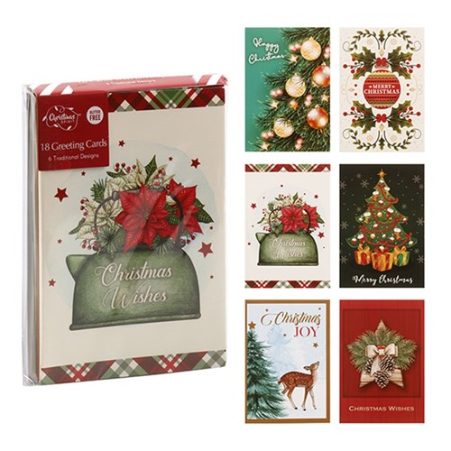 Cards Xmas Pack 18 107x155mm Traditional