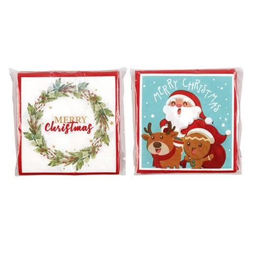 Paper Serviette Xmas Printed 20pk Astd P6.3 FSC Mix Credit