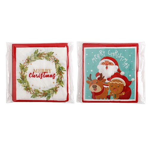 Paper Serviette Xmas Printed 15pk Astd P6.3 FSC Mix Credit