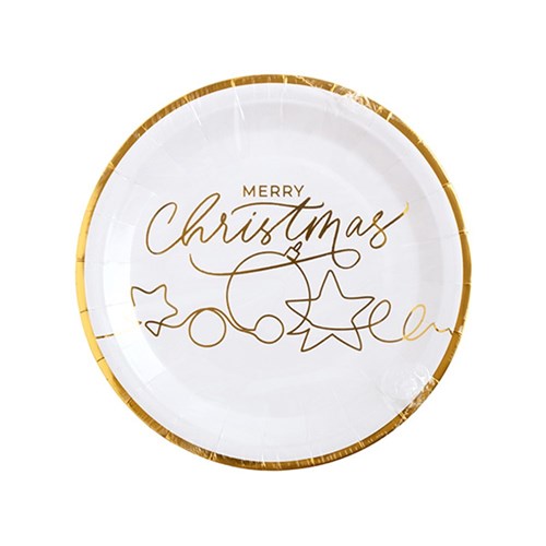 Paper Plate 225mm Xmas Gold Foil 10pk P6.7 FSC Mix Credit