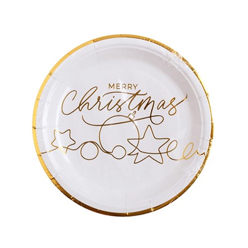 Paper Plate 178mm Xmas Gold Foil 10pk P6.7 FSC Mix Credit