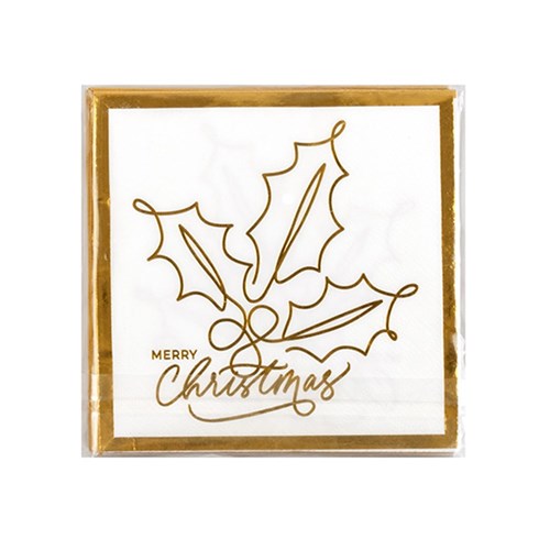 Paper Serviette Xmas Gold Foil 20pk P6.3 FSC Mix Credit