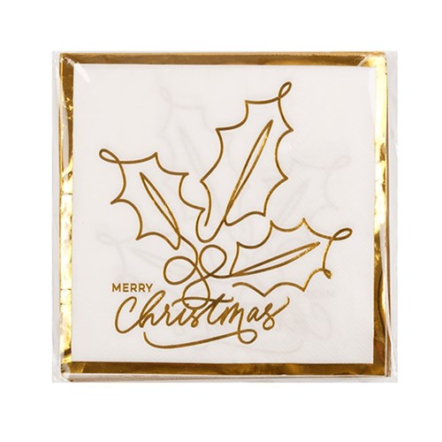 Paper Serviette Xmas Gold Foil 15pk P6.3 FSC Mix Credit