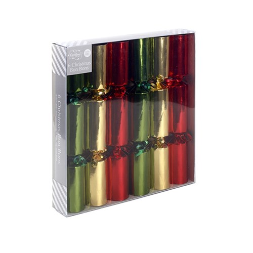 Bon Bons Xmas Box 6 31x5cm Metallic Cols Fun Toys Asstd