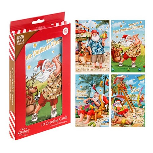 Cards Xmas Box 10 115x177mm Textured Foil Australia Design