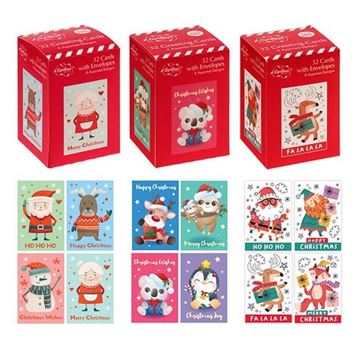 Cards Xmas Box 32 64x96mm Cute