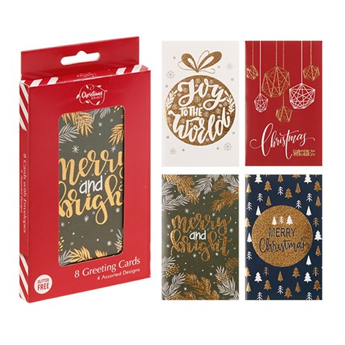 Cards Xmas Box 8 80x130mm Foil