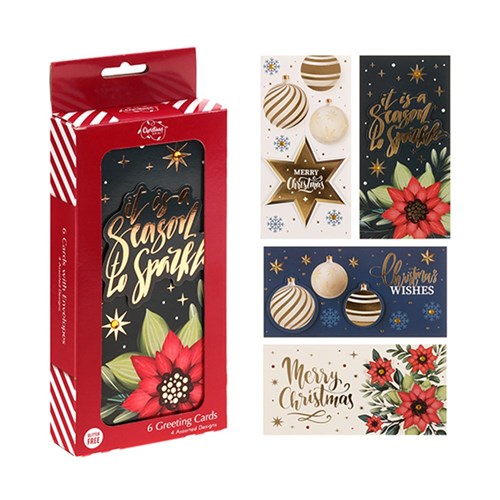 Cards Xmas Box 6 90x180mm Handmade