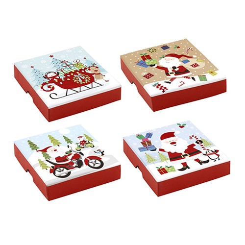 Gift Box Xmas Set 1 Square Printed w Foil Asstd SRT
