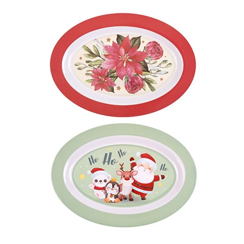 Melamine Plate Oval Large Xmas 2 Asstd