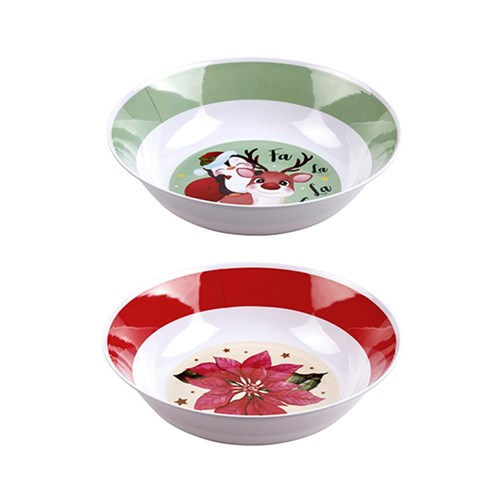 Melamine Bowl Salad Round Xmas 2 Asstd