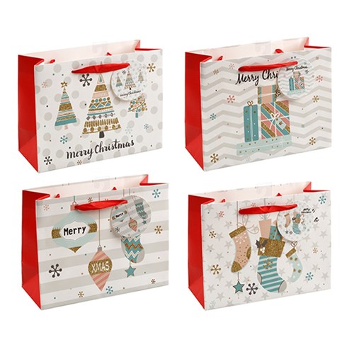 Gift Bag Xmas 210gsm Small Horizontal 4 Astd