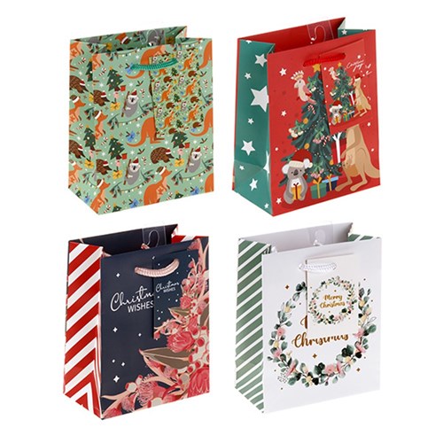 Gift Bag Xmas Basic 157gsm Small Jhook 4Ast Australia