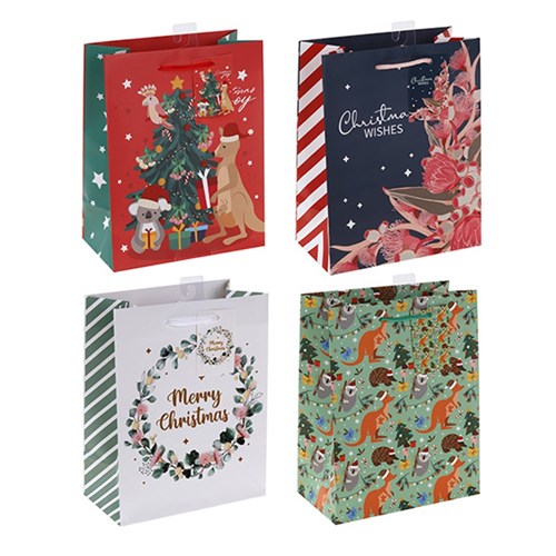 Gift Bag Xmas Basic 157gsm Medium Jhook 4Ast Australia