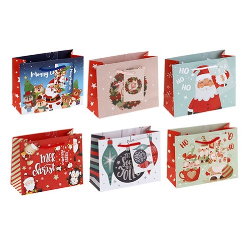 Gift Bag Xmas Basic 157gsm Small Horizontal w Jhook Asstd