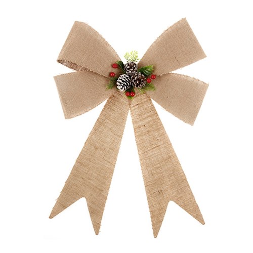 Bow Xmas Large Jute with Decoration