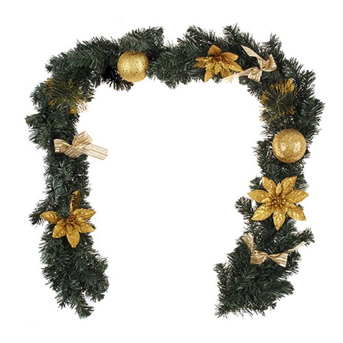Garland Decorated Xmas 180cm Gold