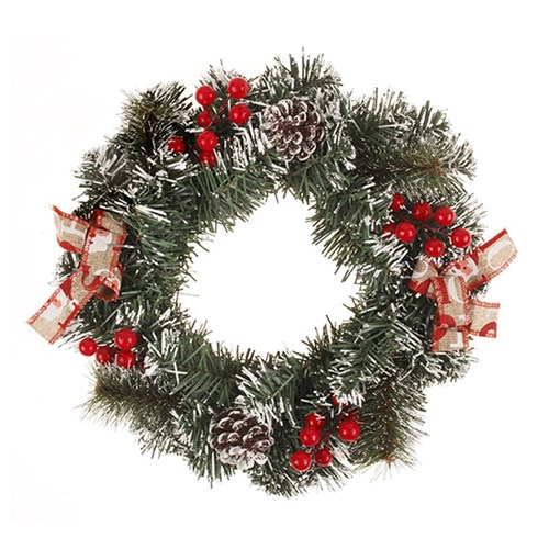 Wreath Decorated Xmas 30cm Red