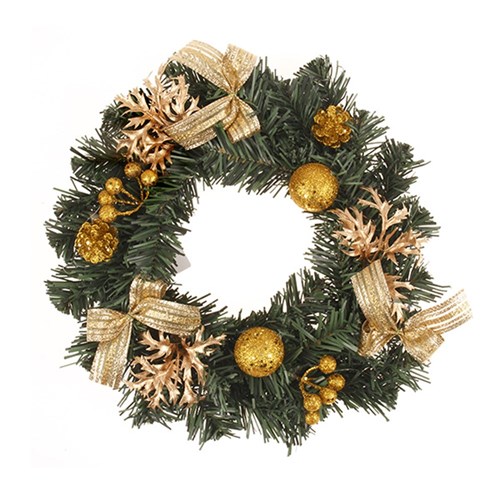 Wreath Decorated Xmas 30cm Gold