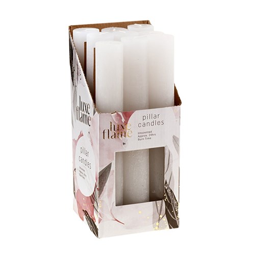 Candle Pillar Rustic White 3.5x24cm 24hr