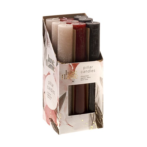 Candle Pillar Rustic 3 Asst 3.5x24cm 24hr