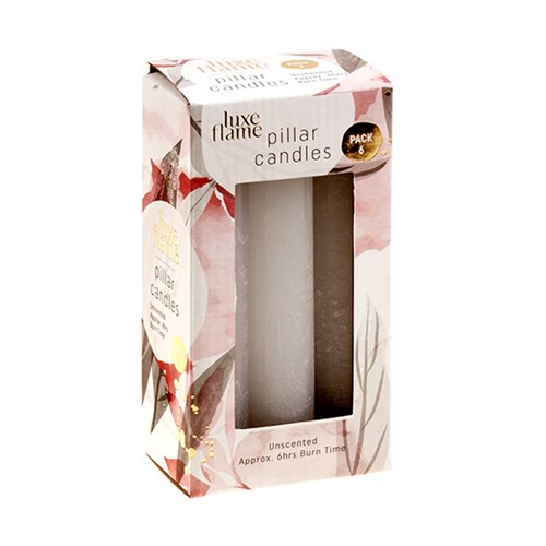 Candle Pillar Rustic White 2.5x14cm 6hr