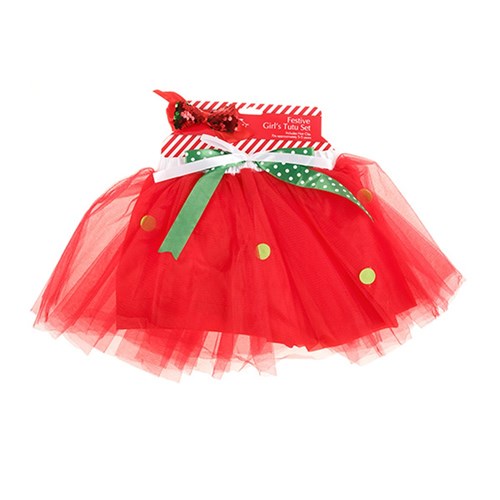 Girls Xmas Tutu with Hair Clip