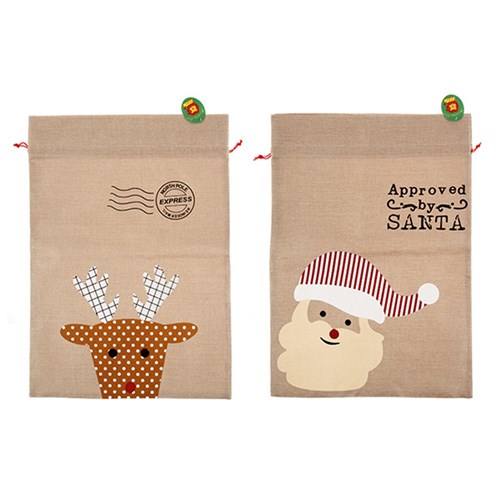 Sack Xmas Linen 2 Assorted Designs 50 x 70cm