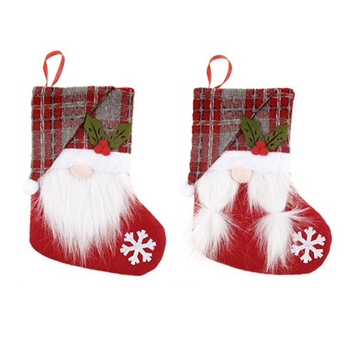 Stocking Xmas 15 x 25cm 2 Asstd
