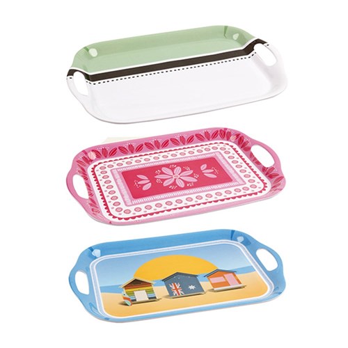 Melamine Tray w/ Handles 360gr 41x28cm 3 Asst Designs