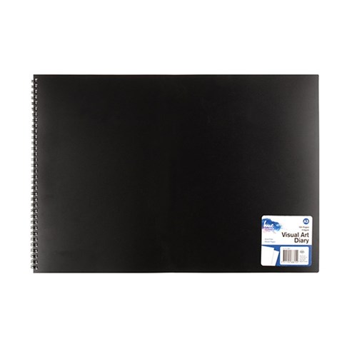 Diary Visual Art PP Black 110gsm A3 120pg Short Spiral