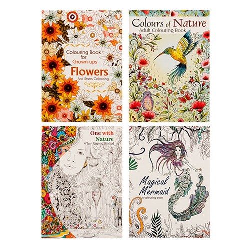 Book Colouring Adult 48pg 4 Asstd