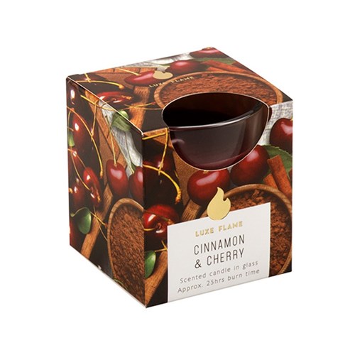 Candle Scented in Glass Jar 25 Hour Cinnamon & Cherry