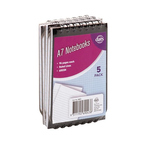Notebook PP A7 96pg 5pk Black SRT