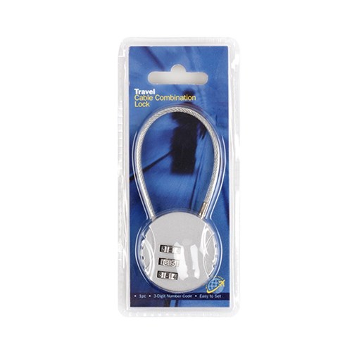 Travel Combination Lock w Cable Wire